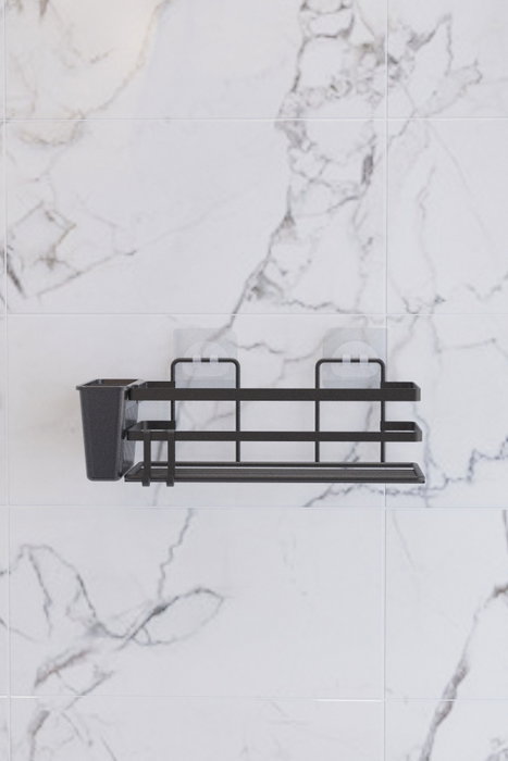 Hermia SB007K-B Organizador de baño de metal Negro (2 Piezas)